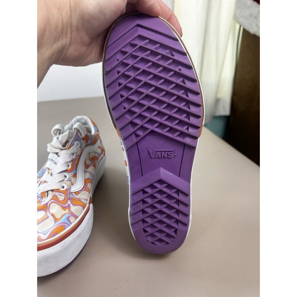 Vans Old Skool Stacked Womens Size 7.5 Uv Ink Peace Platform Orange Purple - Picture 11 of 14